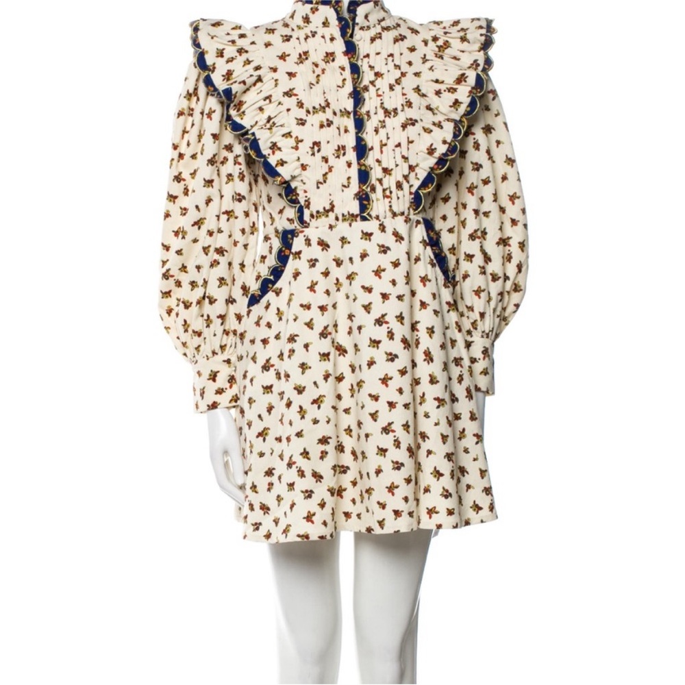 CeliaB Cream and Blue Floral Mini Dress